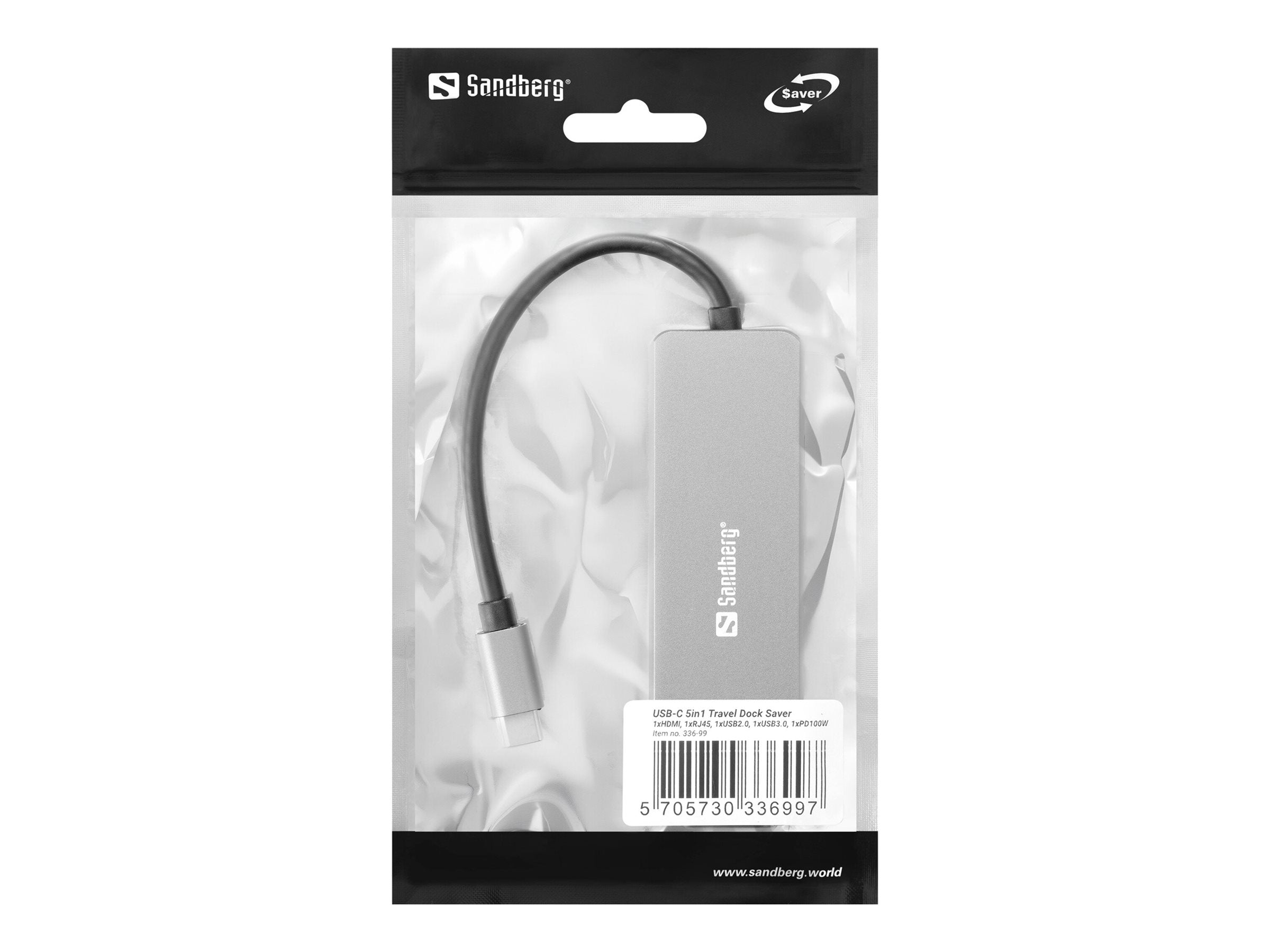 SANDBERG USB-C 5in1 Travel Dock Saver Vorderansicht