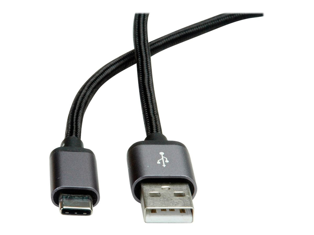 ROLINE USB 2.0 Kabel Typ C - Typ A ST/ST schwarz 1,8m Vorderansicht
