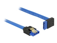DELOCK Kabel SATA 6 Gb/s Buchse gerade > SATA Buchse oben gewinkelt 30cm blau mit Goldclips