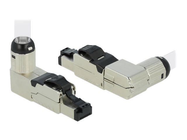 DELOCK RJ45 Stecker feldkonfektionierbar Cat.6A Metall gewinkelt - Vorderansicht