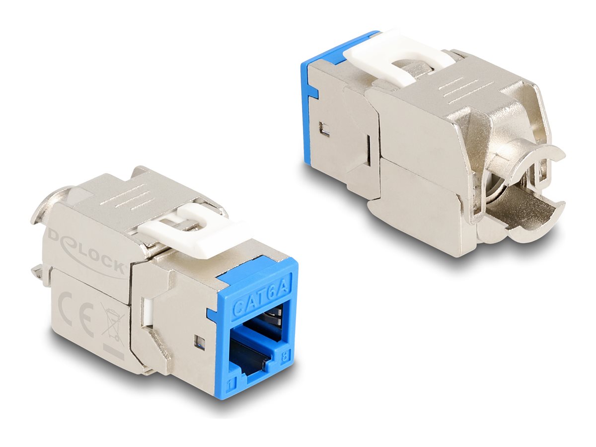 DELOCK Keystone Modul RJ45 Buchse zu LSA Cat.6A werkzeugfrei blau Set 10 Stück - Vorderansicht