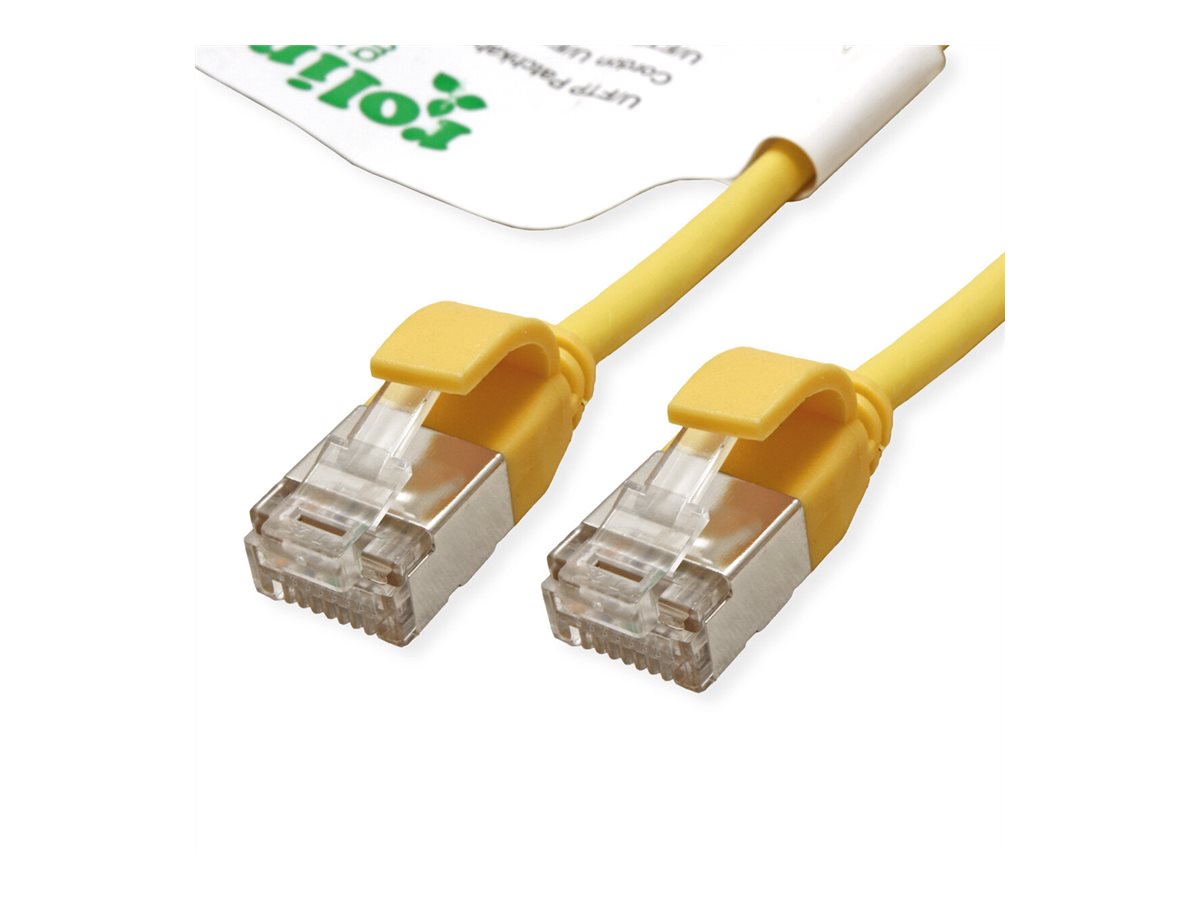 ROLINE GREEN U/FTP Patchkabel Kat.6A Class EA LSOH slim gelb 0,3m Vorderansicht