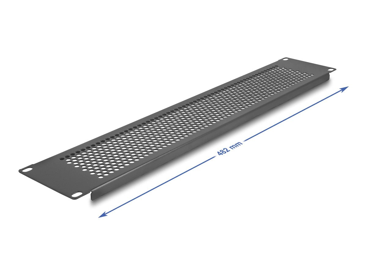 DELOCK 48,26cm 19Zoll Blindpanel mit runden Löchern 2 HE schwarz - Vorderansicht