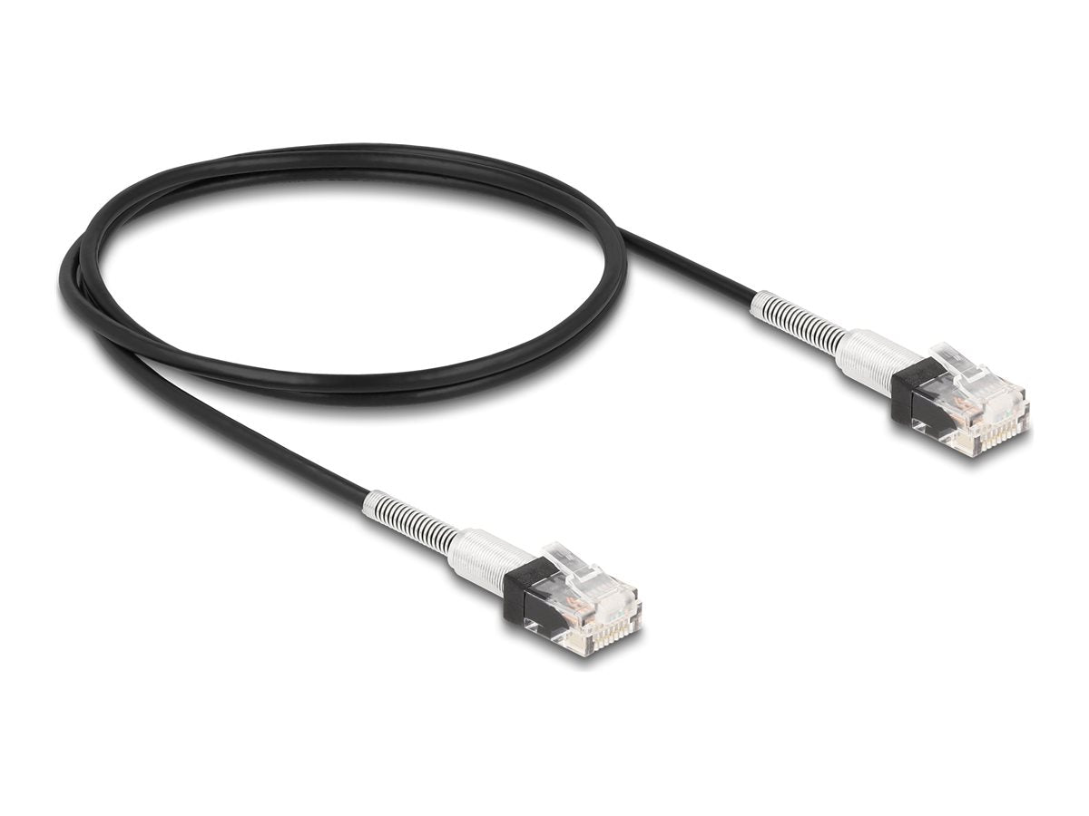DELOCK RJ45 Netzwerkkabel Cat.6A UTP Slim 1 m schwarz - Vorderansicht