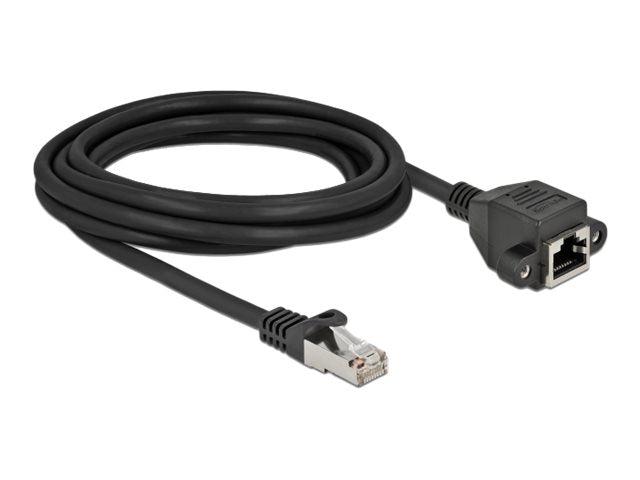 DELOCK Netzwerk Verlängerungskabel S/FTP RJ45 Stecker zu RJ45 Buchse Cat.6A 3m schwarz - Vorderansicht