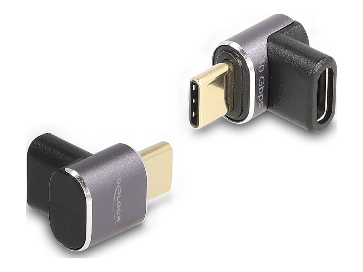 DELOCK USB Adapter 40 Gbps USB Type-C PD 3.0 100 W Stecker zu Buchse gewinkelt 8K 60 Hz Metall kompakt