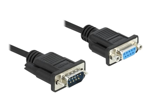 DELOCK Seriell Kabel RS-232 Sub-D9 Stecker zu Buchse Nullmodemmit sch malem Steckergehäuse 1m