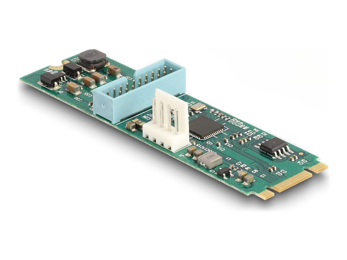 DELOCK Konverter M.2 Key B+M Stecker zu 2 x USB 5 Gbps Typ-A Buchse Vorderansicht