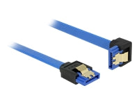 DELOCK Kabel SATA 6 Gb/s Buchse gerade > SATA Buchse unten gewinkelt 10cm blau mit Goldclips