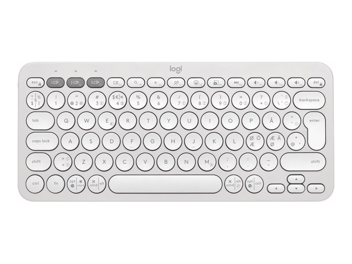 LOGITECH Pebble Keys 2 K380s Keyboard wireless Bluetooth LE QWERTY Nordic Danish/Finnish/Norwegian/Swedish tonal white (PAN)