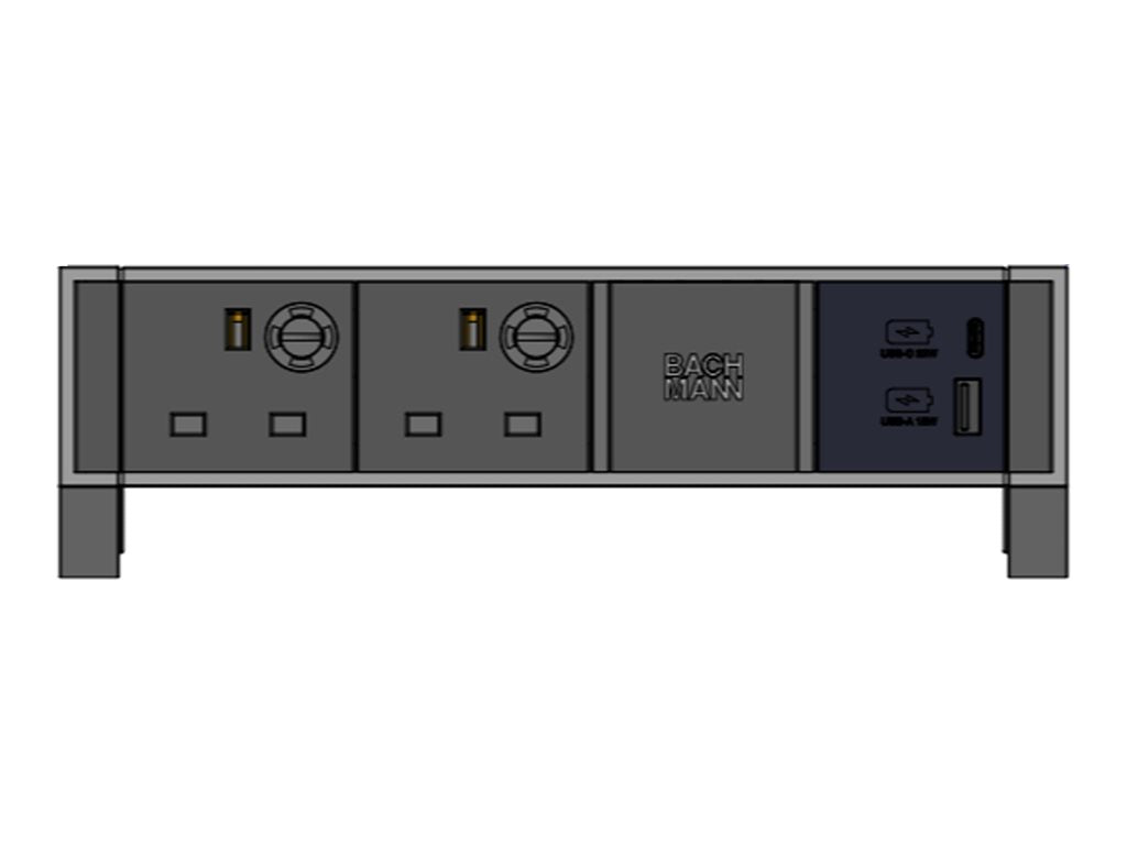 BACHMANN DESK2 2xUK 1xUSB A/C 22W 0