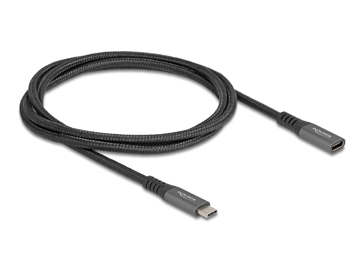 DELOCK USB 10 Gbps Verlängerungskabel USB Type-C Stecker zu Buchse PD 3.0 100W 1m grau Metall - Vorderansicht