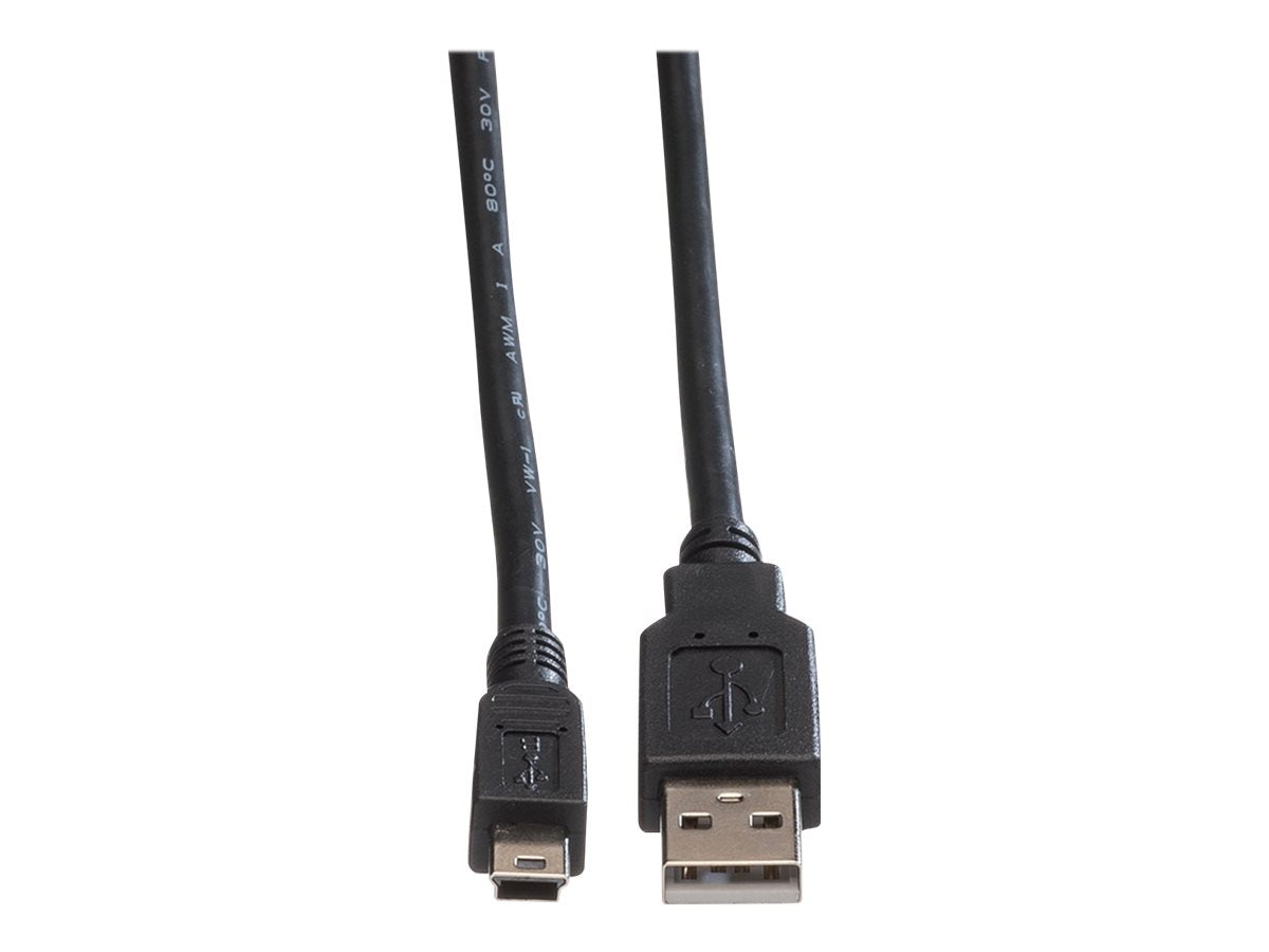 ROLINE USB 2.0 Kabel Typ A - 5-Pin Mini schwarz 1,8m Vorderansicht
