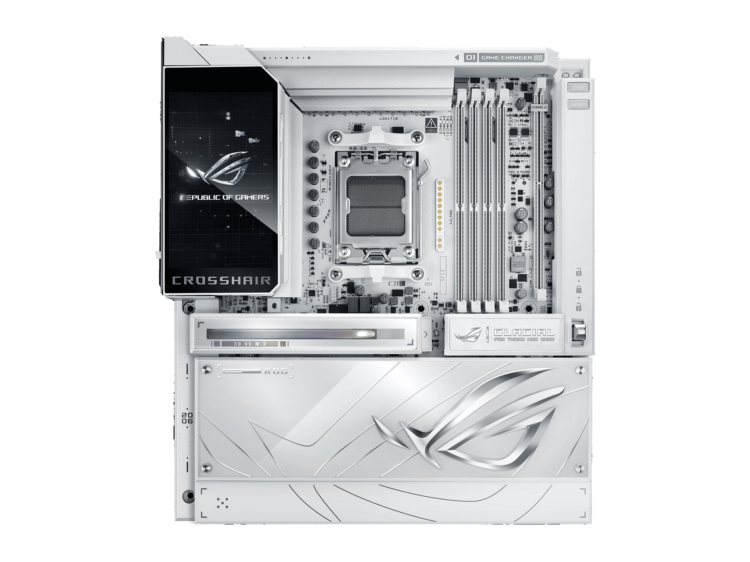 ASUS ROG CROSSHAIR X870E GLACIAL AM5 DDR5 ATX motherboard Vorderansicht