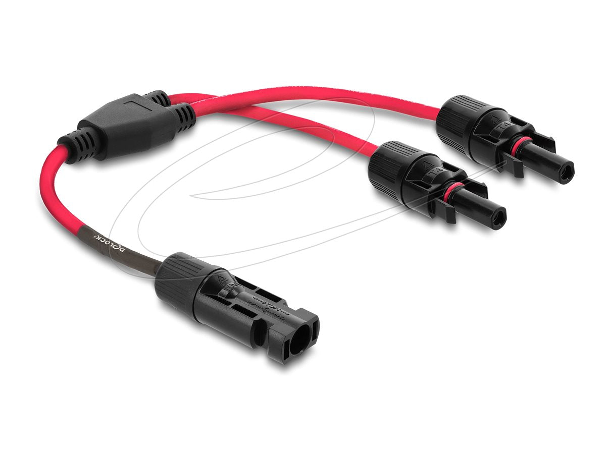 DELOCK DL4 Solar Splitter Kabel 1 x Stecker zu 2 x Buchse 30cm rot - Vorderansicht