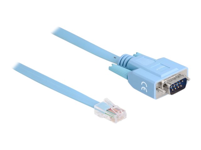 DELOCK Adapter RS-232 DB9 Stecker zu 1 x Seriell RS-232 RJ45 Stecker 1m - Vorderansicht