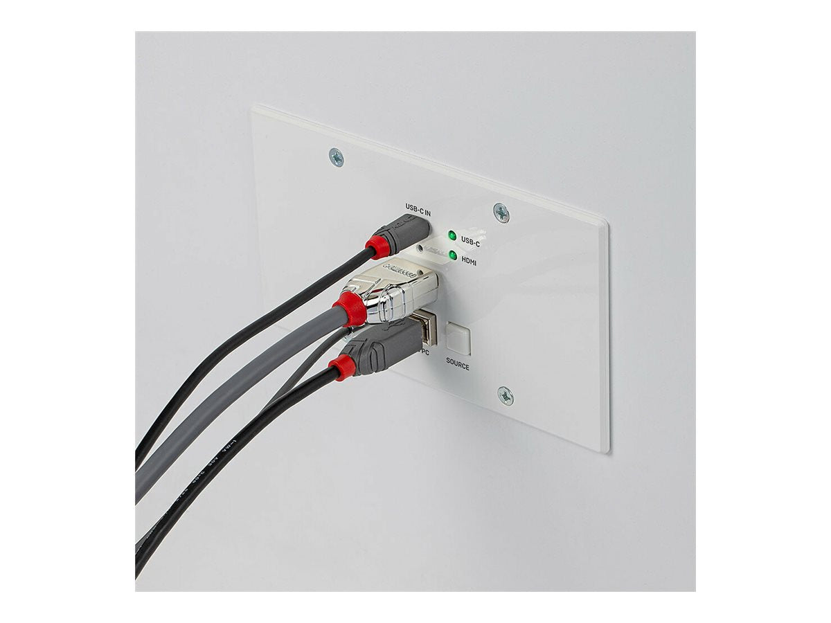 LINDY 150m HDMI & TypeC HDBT EU WallPlate KVM Extender - Vorderansicht