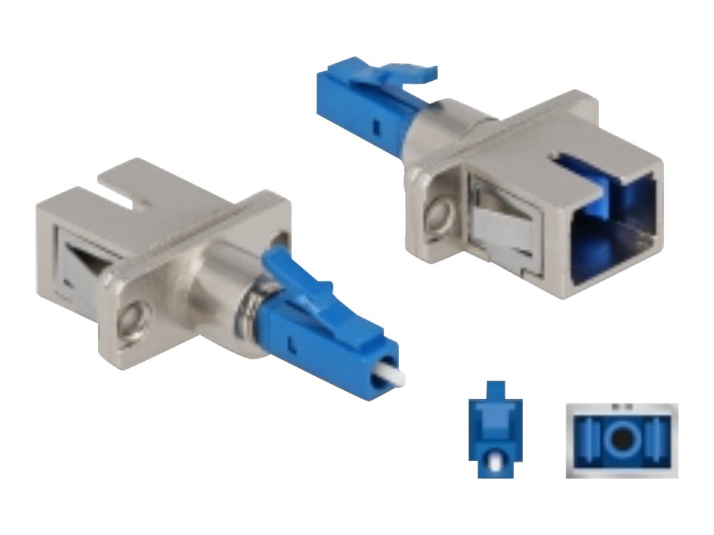 DELOCK LWL Hybrid Kupplung LC Simplex Stecker zu SC Simplex Buchse blau - Vorderansicht