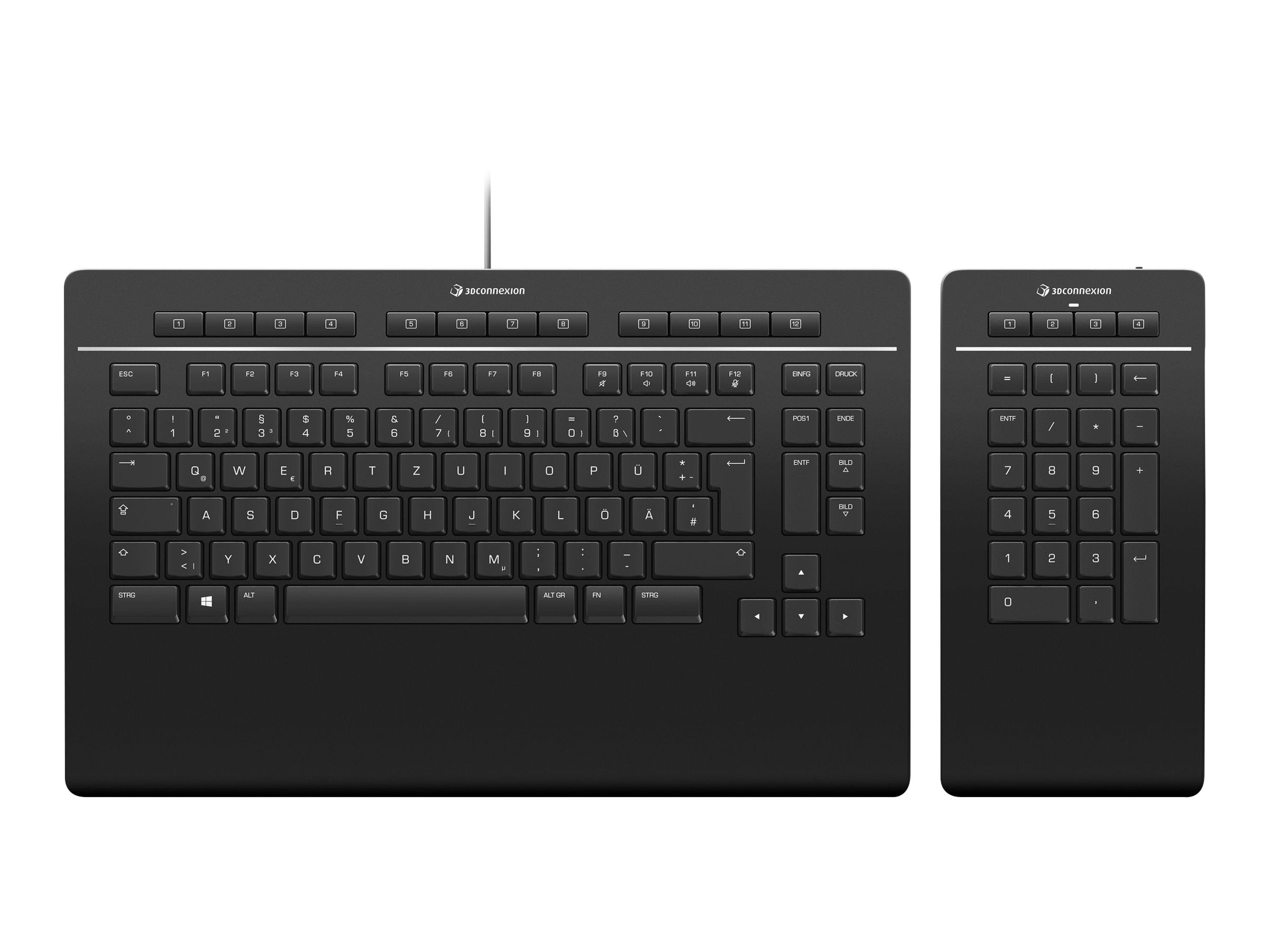 3DCONNEXION Keyboard Pro mit Numpad - Vorderansicht