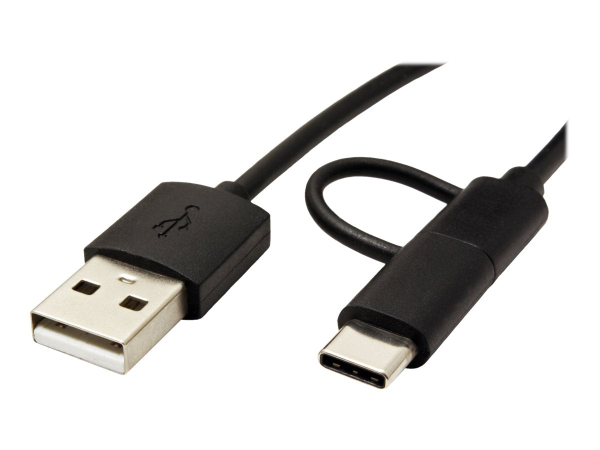 ROLINE USB 2.0 Sync- & Ladekabel Typ A - Typ C / Micro B schwarz 1m Detailansicht