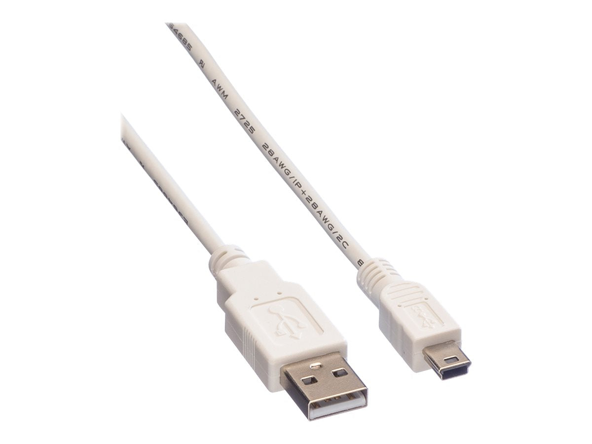 VALUE USB 2.0 Kabel Typ A - 5-Pin Mini weiss 1,8m Vorderansicht