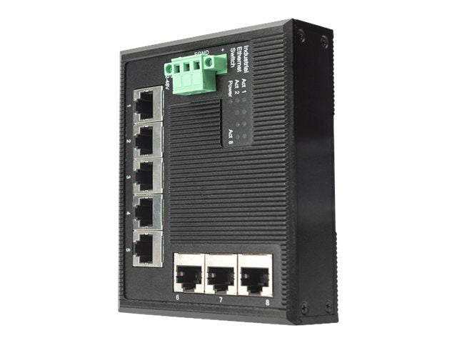 DIGITUS DN-651127 Industrial 8-Port Gigabit Flat Switch Vorderansicht