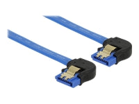 DELOCK Kabel SATA 6 Gb/s Buchse unten gewinkelt > SATA Buchse unten gewinkelt 10cm blau mit Goldclips