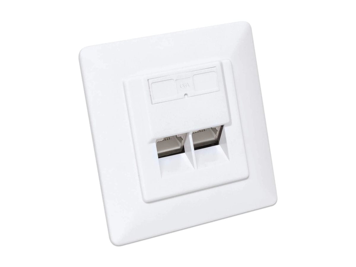 INTELLINET 2-Port Cat6a 10G RJ45-Netzwerkdose Vorderansicht