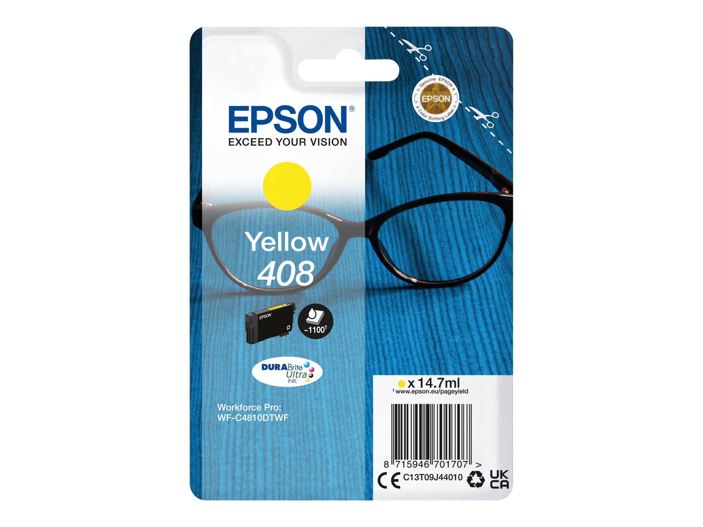 EPSON 6LB Singlepack Yellow 408 DURABrite Ultra Ink Vorderansicht