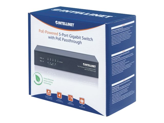 INTELLINET 5-Port PoE+ Gigabit Switch Vorderansicht