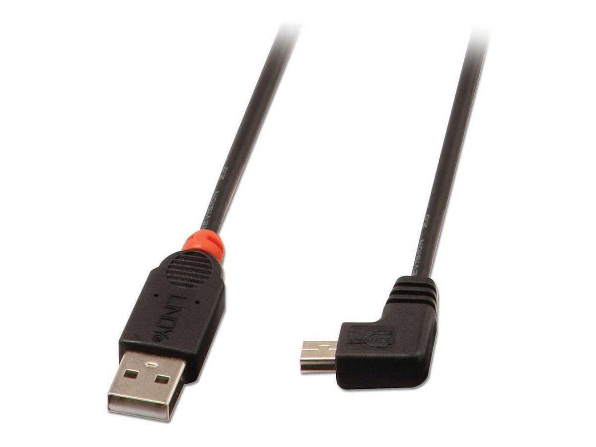 LINDY USB 2.0 Typ A/Mini-B 90 Grad 1m Kabel - Vorderansicht