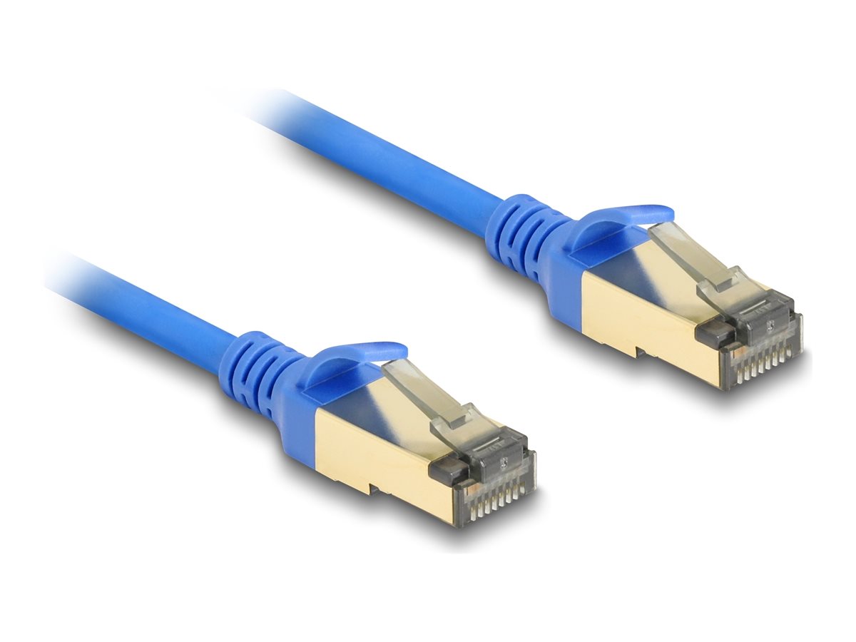 DELOCK RJ45 Netzwerkkabel Cat.8.1 F/FTP Slim 3m blau - Vorderansicht
