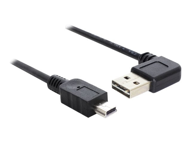 DELOCK Kabel EASY-USB 2.0 Typ-A Stecker gewinkelt links / rechts > USB 2.0 Typ Mini-B Stecker 0,5 m - Vorderansicht