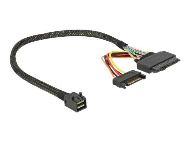 DELOCK Kabel SFF-8643 Stecker > U.2 SFF-8639 + SATA Strombuchse 30 cm - Vorderansicht