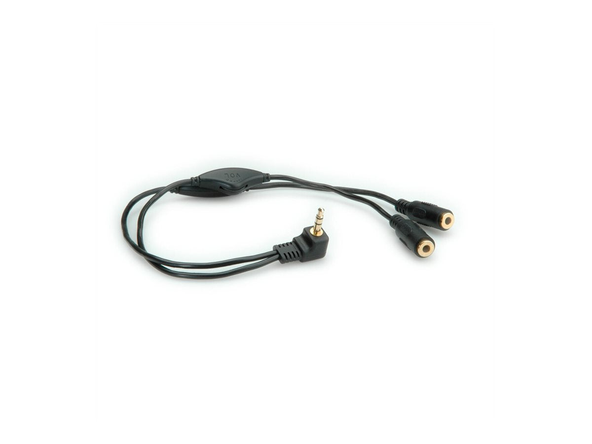 ROLINE Lautsprecher-Y-Kabel 3,5mm Stecker 2x Buchse mit Volumenregler - Verpackung