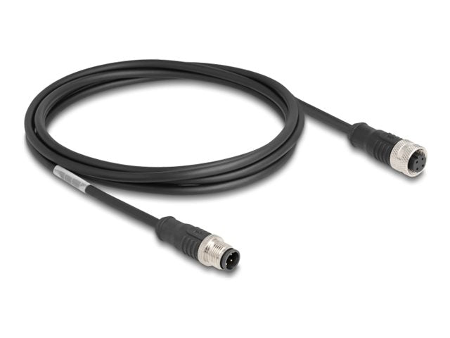DELOCK M12 Kabel D-kodiert 4 Pin Stecker zu Buchse PVC 2m - Vorderansicht
