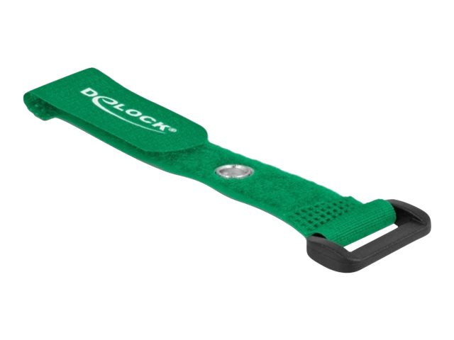 DELOCK Klett-Kabelbinder mit Schlaufe und Befestigungsöse L 150 x B 20mm grün 5 Stück