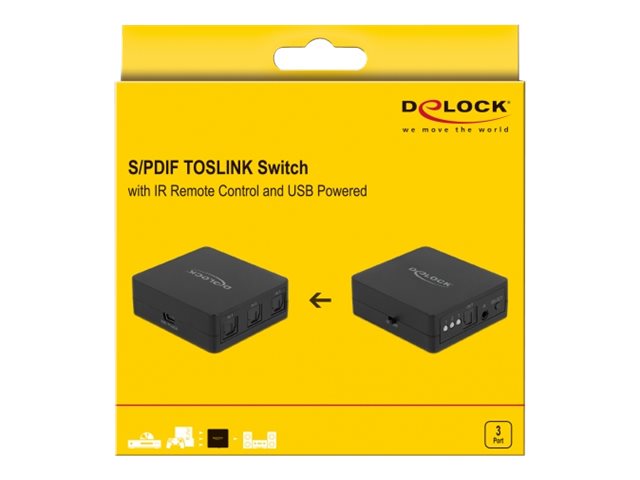 DELOCK S/PDIF TOSLINK Switch 3 In 1 Out Vorderansicht