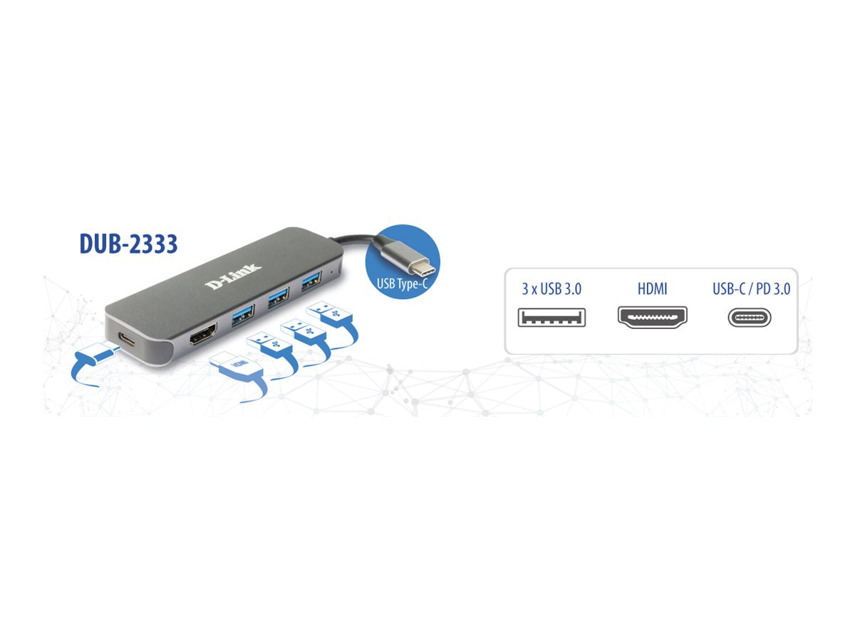 D-LINK DUB-2333 5-in-1 USB-C Hub Vorderansicht