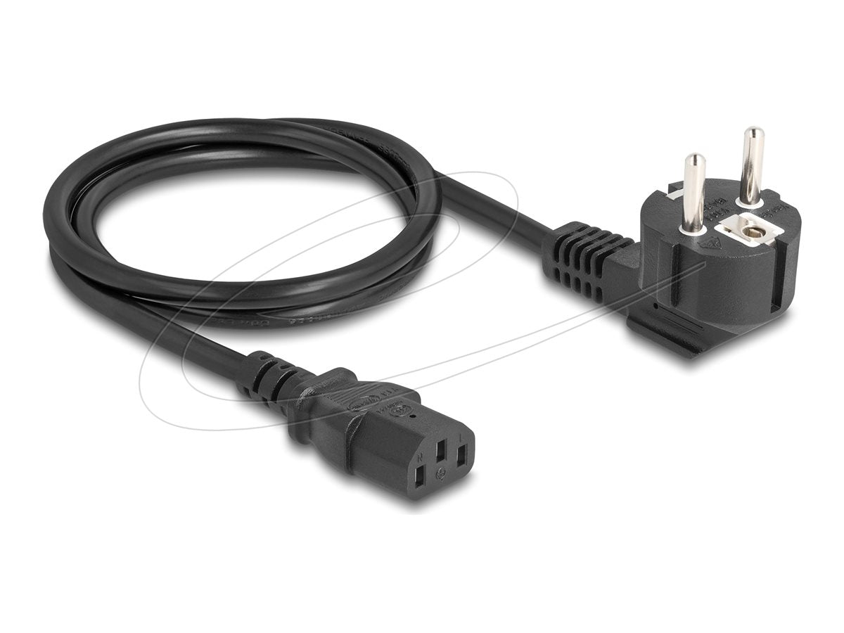 DELOCK Netzkabel CEE 7/7 90 gewinkelt auf C13 Buchse 1m - Vorderansicht