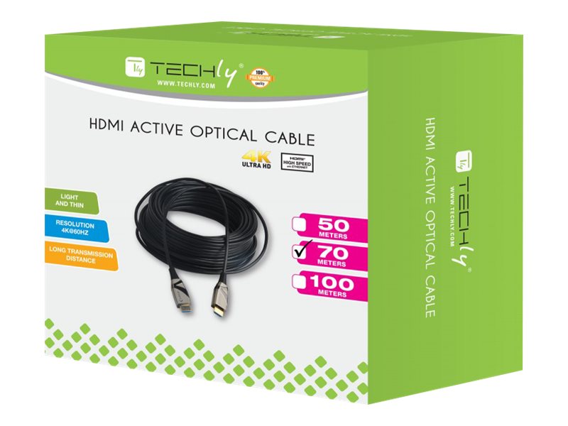 TECHLY HDMI 4K 60Hz AOC LWL Kabel 2xHDMI Stecker 19polig 50m - Anschlussdetails