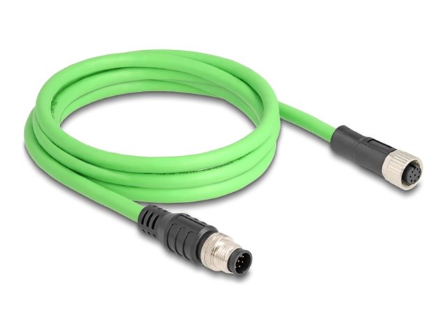 DELOCK M12 Kabel A-kodiert 8 Pin Stecker zu Buchse PUR TPU 2m - Vorderansicht