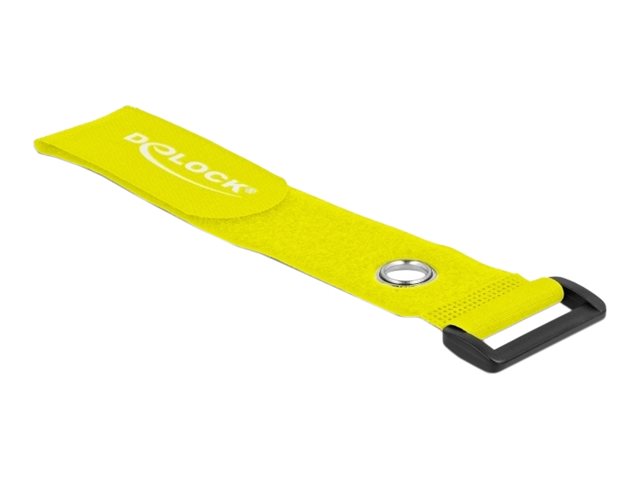 DELOCK Klett-Kabelbinder mit Schlaufe und Befestigungsöse L 280 x B 38mm gelb 3 Stück