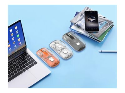 MANHATTAN Transparente Wiederaufladbare Kabellose Maus LED-Beleuchtung USB-A-Mikroempfänger Links-/Rechtshänder durchsichtig/weiss