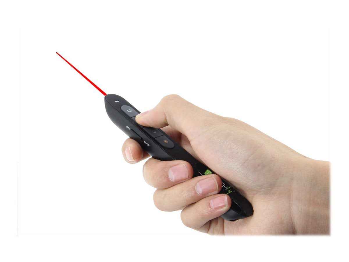 TECHLY Wireless Presenter mit Laserpointer Reichweite bis zu 100m integriertes USB Fach unterstuetzt PowerPoint Keynote und Prezi