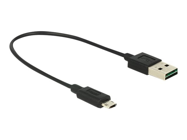DELOCK Kabel EASY-USB 2.0 Typ-A Stecker > EASY-USB 2.0 Typ Micro-B Stecker schwarz 20 cm - Vorderansicht