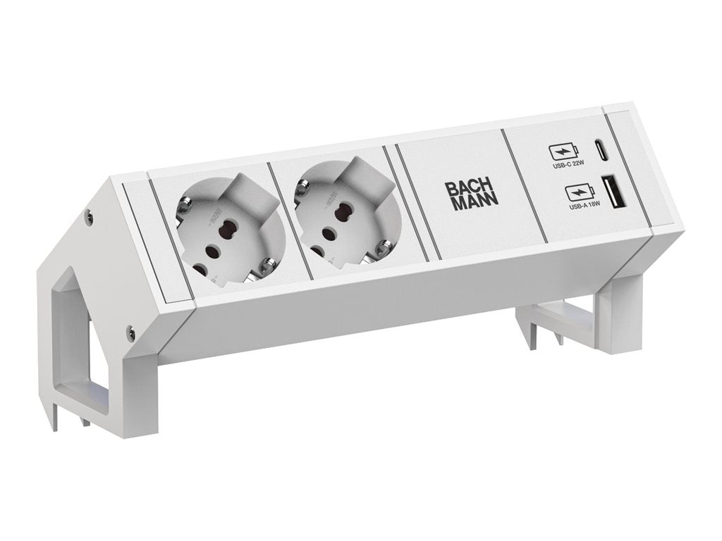 BACHMANN DESK2 white 2xCEE7/3 1xCM 1xUSB A/C 22W 0