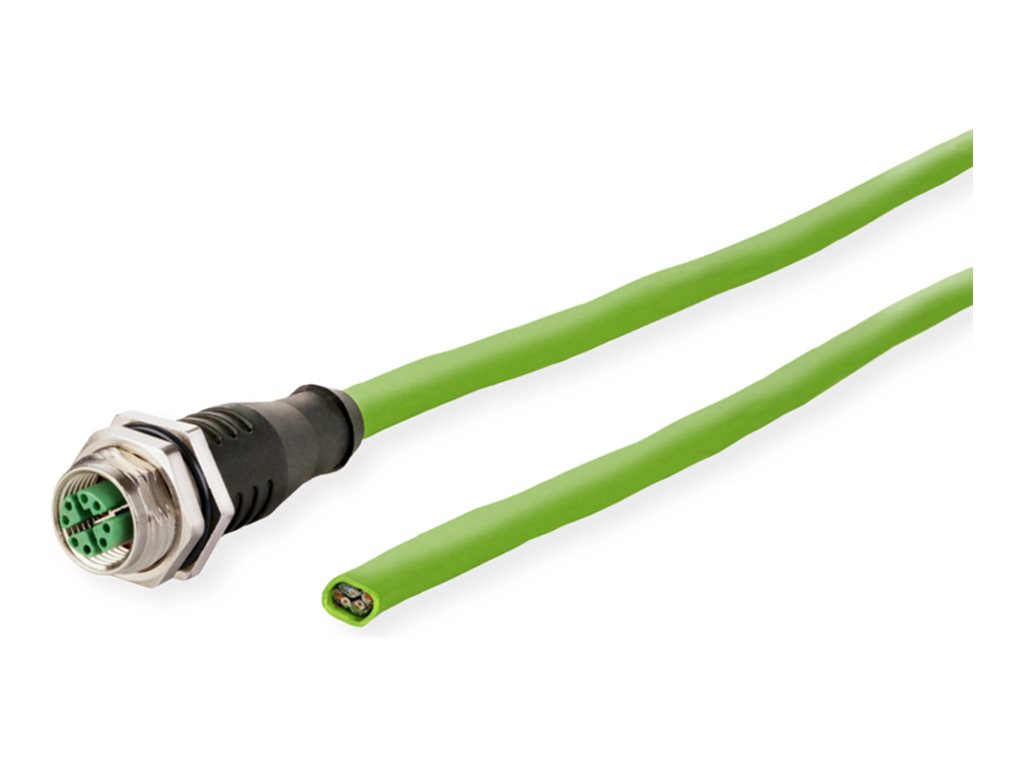 METZ CONNECT Anschlussleitung M12-Stecker ger./offen 8polig X-kodiert PUR 0.5m - Vorderansicht