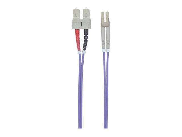 INTELLINET LWL Kabel LC/SC OM4 1m violett Duplex Multimode Vorderansicht