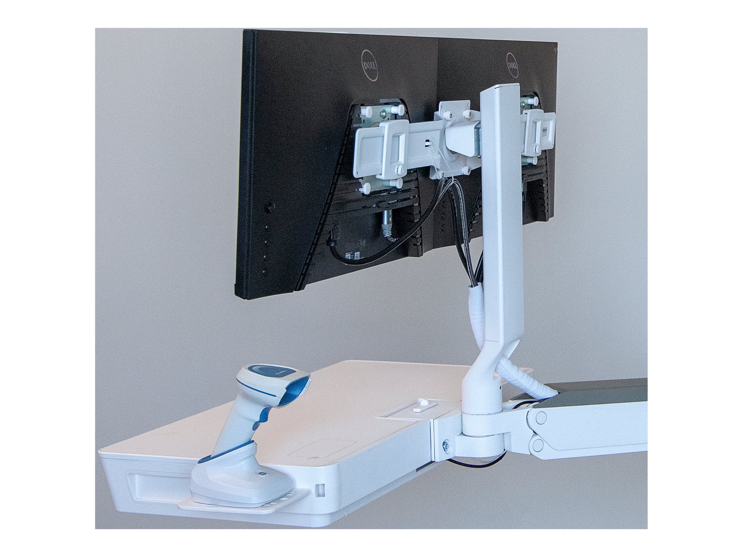 Detailansicht der Montagekomponenten des ERGOTRON Carefit Combo Dual Monitor Kits